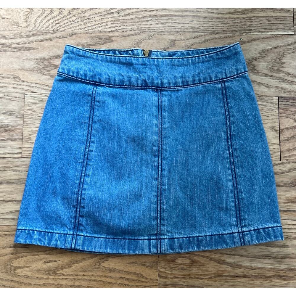 New Without Tags Free People Zip To It Denim Mini Skirt - Picture 2 of 7